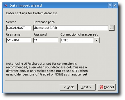 Database settings
